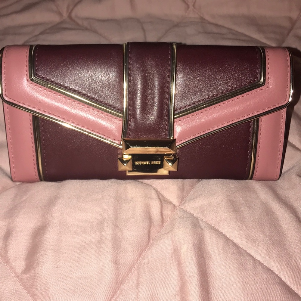 Burgundy/pink/gold Michael Kors Wallet
